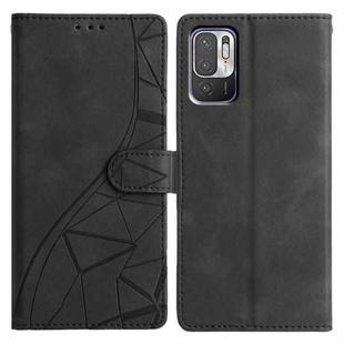 For Redmi Note 10 5G Triangles Embossed Leather Phone Case(Black)
