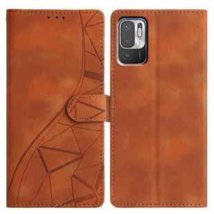 For Redmi Note 10 5G Triangles Embossed Leather Phone Case(Brown)