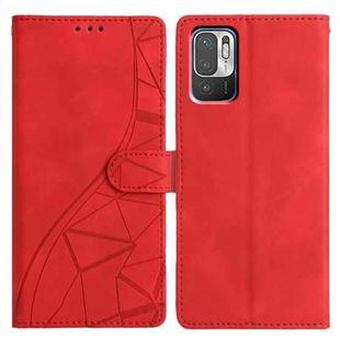 For Redmi Note 10 5G Triangles Embossed Leather Phone Case(Red)