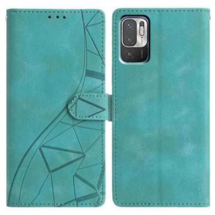 For Redmi Note 10 5G Triangles Embossed Leather Phone Case(Green)