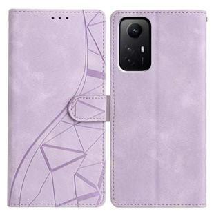 For Redmi Note 12S Triangles Embossed Leather Phone Case(Purple)
