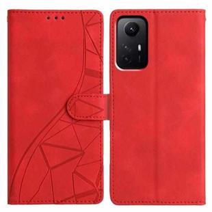 For Redmi Note 12S Triangles Embossed Leather Phone Case(Red)