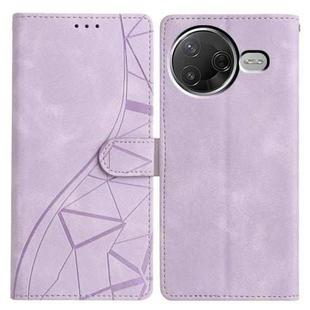 For Redmi K80 / K80 Pro Triangles Embossed Leather Phone Case(Purple)