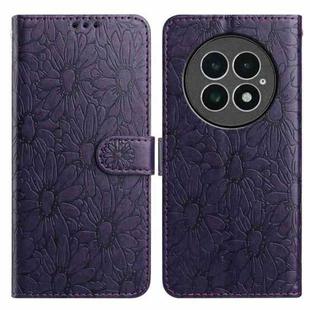 For OnePlus 13 Daisy Embossed Leather Phone Case(Dark Purple)