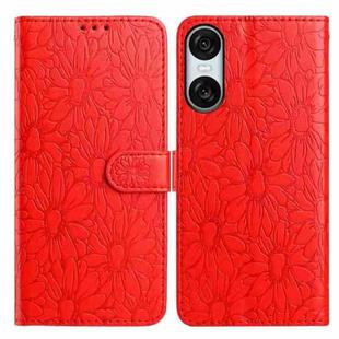 For Sony Xperia 10 VI Daisy Embossed Leather Phone Case(Red)