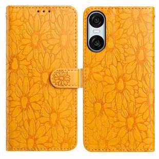 For Sony Xperia 10 VI Daisy Embossed Leather Phone Case(Yellow)