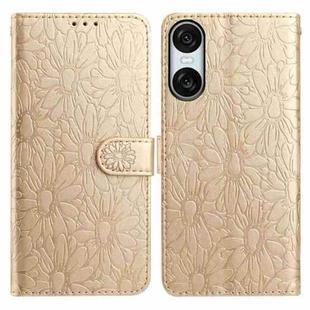 For Sony Xperia 10 VI Daisy Embossed Leather Phone Case(Gold)