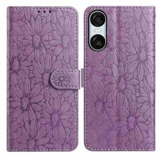 For Sony Xperia 10 VI Daisy Embossed Leather Phone Case(Light Purple)