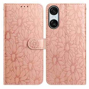 For Sony Xperia 10 VI Daisy Embossed Leather Phone Case(Rose Gold)