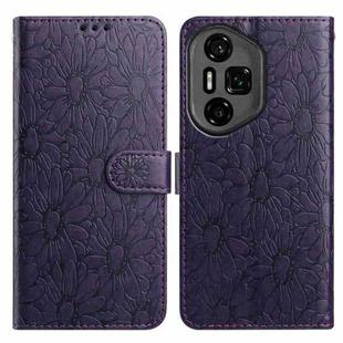 For Honor 300 Daisy Embossed Leather Phone Case(Dark Purple)