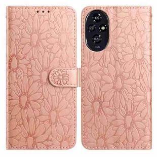 For Honor 200 Daisy Embossed Leather Phone Case(Rose Gold)