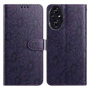For Honor 200 Daisy Embossed Leather Phone Case(Dark Purple)