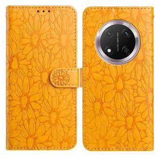 For Honor X9c Daisy Embossed Leather Phone Case(Yellow)