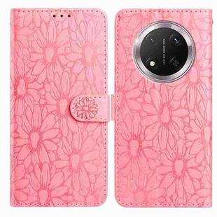 For Honor X9c Daisy Embossed Leather Phone Case(Pink)