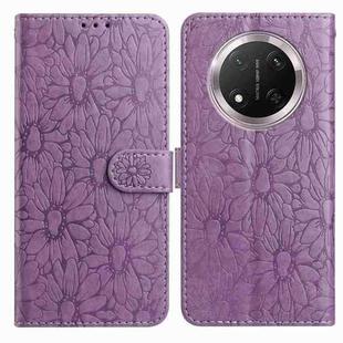 For Honor X9c Daisy Embossed Leather Phone Case(Light Purple)