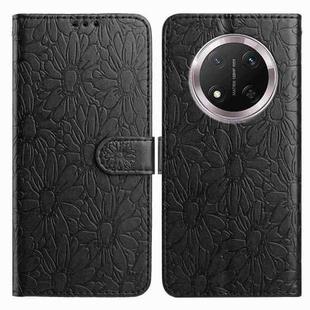 For Honor X9c Daisy Embossed Leather Phone Case(Black)