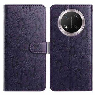 For Honor X9c Daisy Embossed Leather Phone Case(Dark Purple)