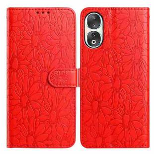 For Honor 90 Daisy Embossed Leather Phone Case(Red)