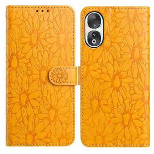 For Honor 90 Daisy Embossed Leather Phone Case(Yellow)