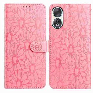 For Honor 90 Daisy Embossed Leather Phone Case(Pink)