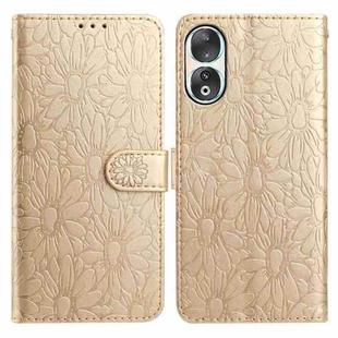 For Honor 90 Daisy Embossed Leather Phone Case(Gold)