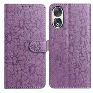For Honor 90 Daisy Embossed Leather Phone Case(Light Purple)