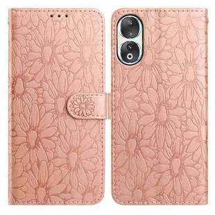 For Honor 90 Daisy Embossed Leather Phone Case(Rose Gold)