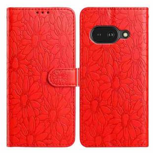 For Google Pixel 9a Daisy Embossed Leather Phone Case(Red)