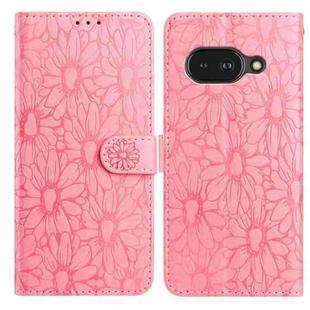 For Google Pixel 9a Daisy Embossed Leather Phone Case(Pink)
