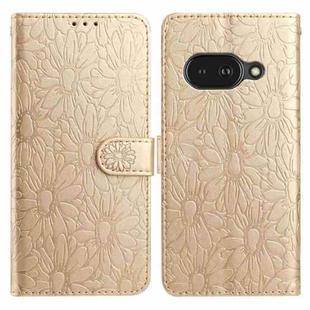 For Google Pixel 9a Daisy Embossed Leather Phone Case(Gold)
