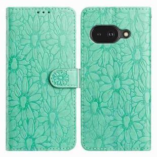 For Google Pixel 9a Daisy Embossed Leather Phone Case(Green)