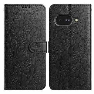 For Google Pixel 9a Daisy Embossed Leather Phone Case(Black)