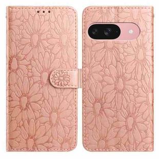 For Google Pixel 10 Daisy Embossed Leather Phone Case(Rose Gold)
