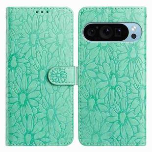 For Google Pixel 10 Pro Daisy Embossed Leather Phone Case(Green)