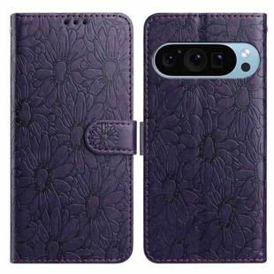 For Google Pixel 10 Pro Daisy Embossed Leather Phone Case(Dark Purple)