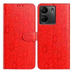 For Redmi 13C 4G Daisy Embossed Leather Phone Case(Red)