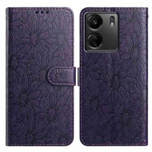 For Redmi 13C 4G Daisy Embossed Leather Phone Case(Dark Purple)
