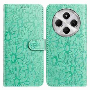 For Redmi 14C Daisy Embossed Leather Phone Case(Green)
