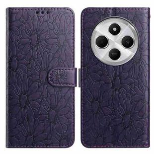 For Redmi 14C Daisy Embossed Leather Phone Case(Dark Purple)
