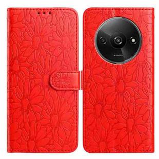 For Redmi A3 Daisy Embossed Leather Phone Case(Red)