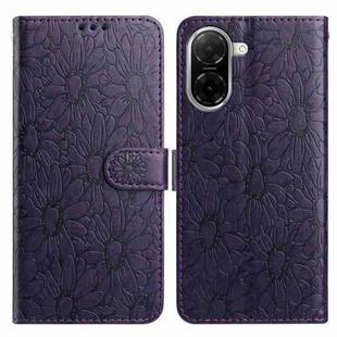 For Redmi A5 4G 173.3mm Daisy Embossed Leather Phone Case(Dark Purple)