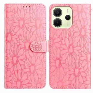 For Redmi Note 14 4G 164.84mm Daisy Embossed Leather Phone Case(Pink)