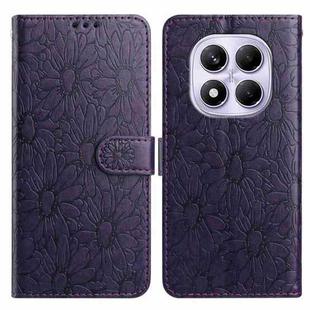 For Redmi Note 14 Pro 5G Daisy Embossed Leather Phone Case(Dark Purple)
