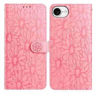 For iPhone 16e Daisy Embossed Leather Phone Case(Pink)