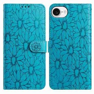 For iPhone 16e Daisy Embossed Leather Phone Case(Blue)