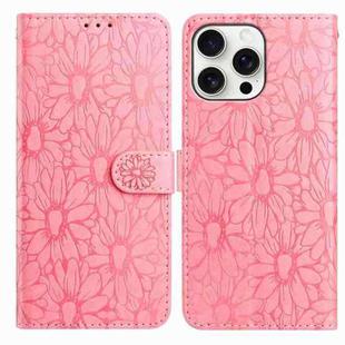 For iPhone 13 Pro Daisy Embossed Leather Phone Case(Pink)