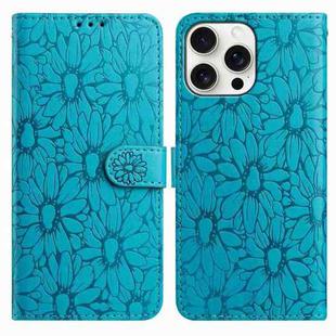 For iPhone 13 Pro Daisy Embossed Leather Phone Case(Blue)