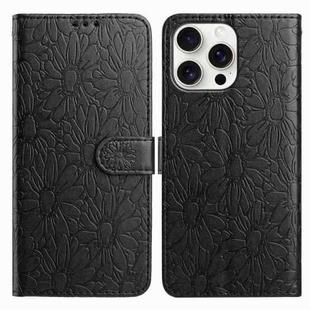 For iPhone 13 Pro Daisy Embossed Leather Phone Case(Black)