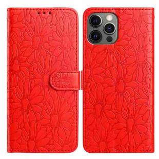 For iPhone 12 / 12 Pro Daisy Embossed Leather Phone Case(Red)