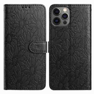 For iPhone 12 / 12 Pro Daisy Embossed Leather Phone Case(Black)